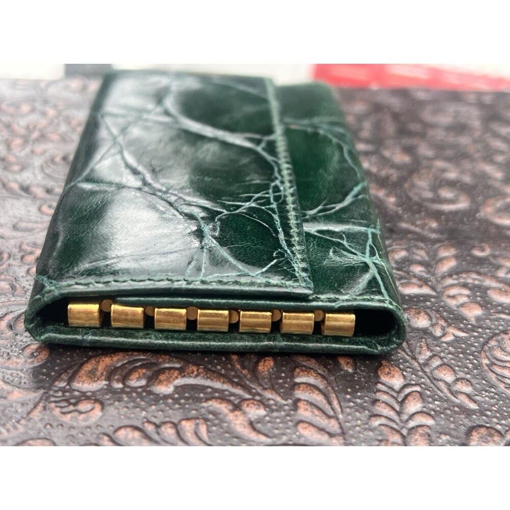 Vintage Furla Made In Italy Green Marble leather Key Holder